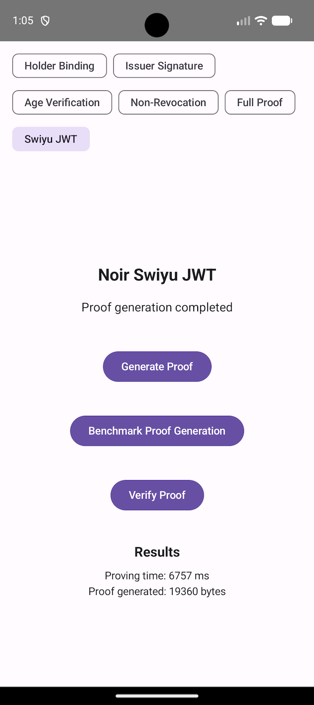 Swiyu age verification with holder binding running in Android